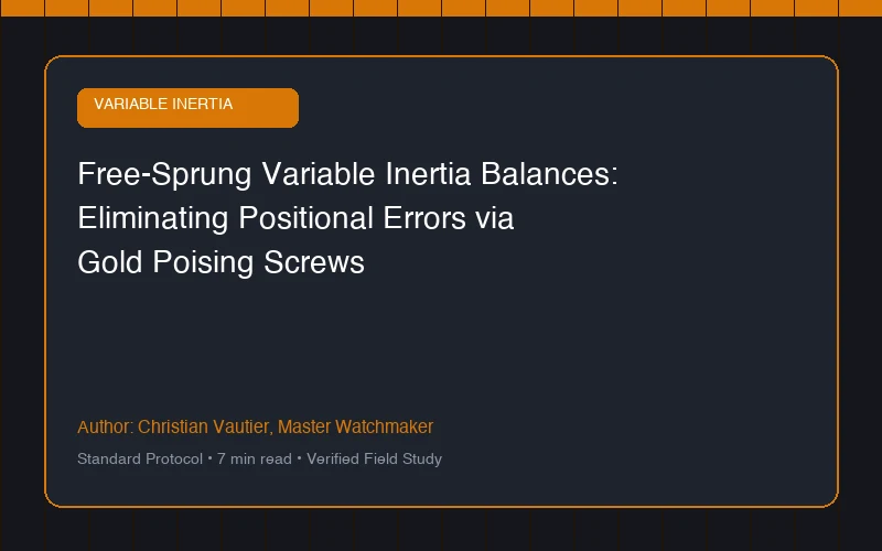 Free-Sprung Variable Inertia Balances: Eliminating Positional Errors via Gold Poising Screws